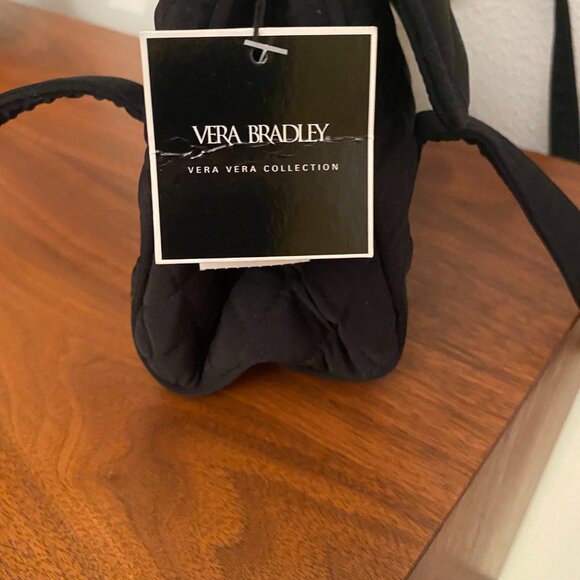 Vera Bradley microfiber shoulder/satchel bag Quilted. 2 Handles Black. Brand New - Picture 6 of 11